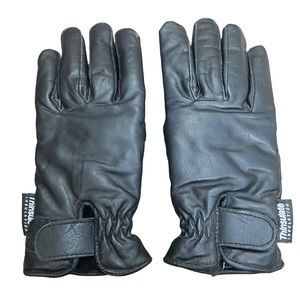 Biker's Club Black Leather Adjustable Wrist Insulated Motorcycle Gloves womens S